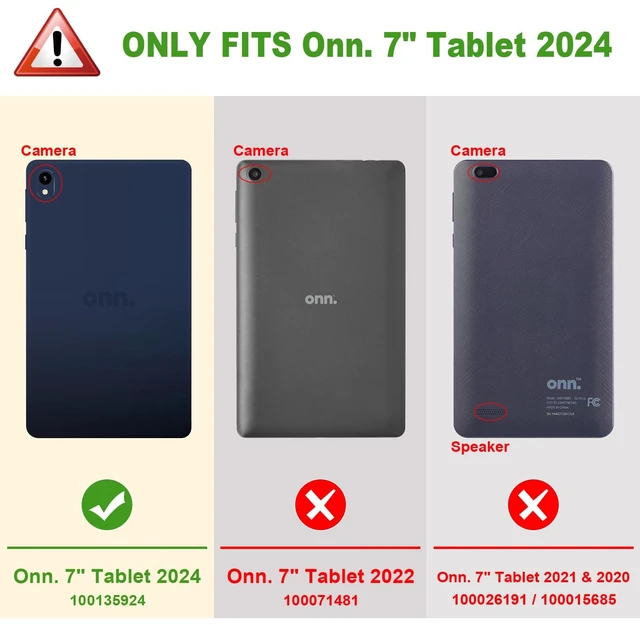 Alt view image 2 of 7 - Slim Case for Onn. 7" Tablet (2024 Model) - Black | Premium Vegan Leather Lightweight Hard Shell Stand Cover Compatible for Walmart Onn 7 Inch Tablet 4th Generation