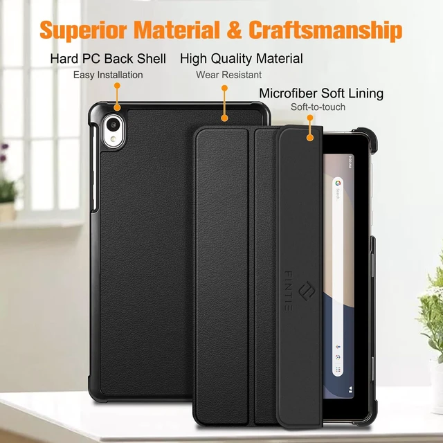 Alt view image 3 of 7 - Slim Case for Onn. 7" Tablet (2024 Model) - Black | Premium Vegan Leather Lightweight Hard Shell Stand Cover Compatible for Walmart Onn 7 Inch Tablet 4th Generation