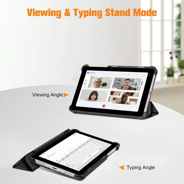Alt view image 4 of 7 - Slim Case for Onn. 7" Tablet (2024 Model) - Black | Premium Vegan Leather Lightweight Hard Shell Stand Cover Compatible for Walmart Onn 7 Inch Tablet 4th Generation