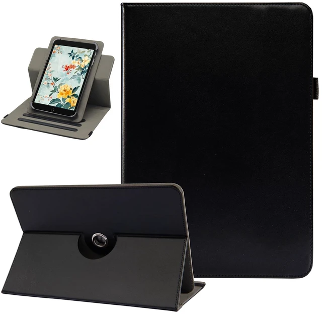 Main image of Universal 7 8 Inch Android Tablet Case Cover for All 7.0-8.5 Inch Tablet | Multi-Angle Viewing Stand, 360 Degree Rotating, PU Leather Folio Case, with Stylus Holder, Black