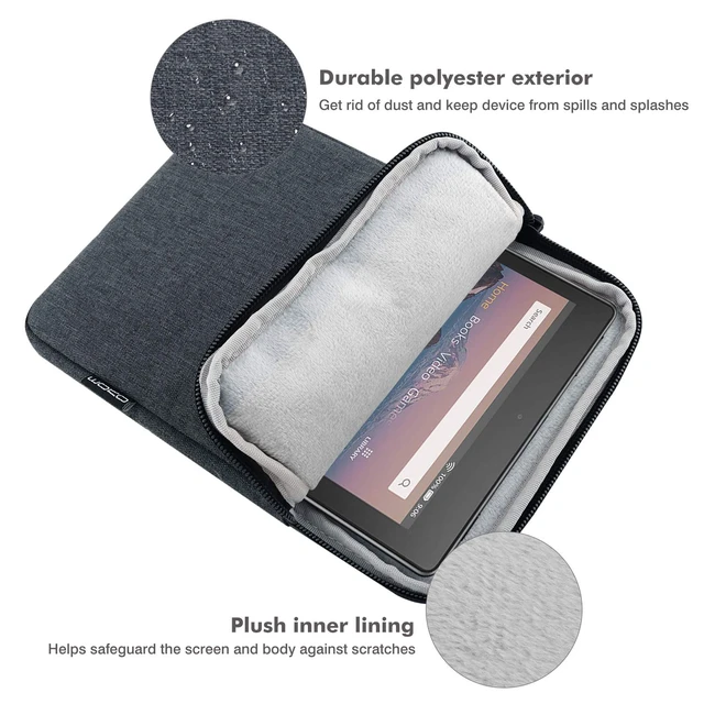 Alt view image 3 of 7 - 7-8 Inch Tablet Sleeve Bag, Polyester Pouch Cover Case Slim Design | Fits iPad Mini (A17 Pro) 8.3" 2024, iPad Mini 6/5/4/3/2/1, Samsung Galaxy Tab S2 8.0, Tab A 8.0, ZenPad Z8s 7.9, Space Gray
