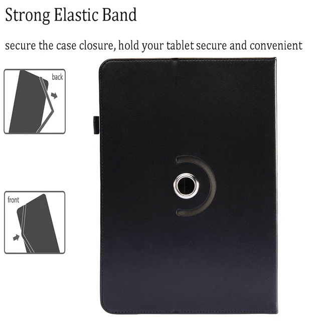 Alt view image 3 of 7 - Universal 7 8 Inch Android Tablet Case Cover for All 7.0-8.5 Inch Tablet | Multi-Angle Viewing Stand, 360 Degree Rotating, PU Leather Folio Case, with Stylus Holder, Black