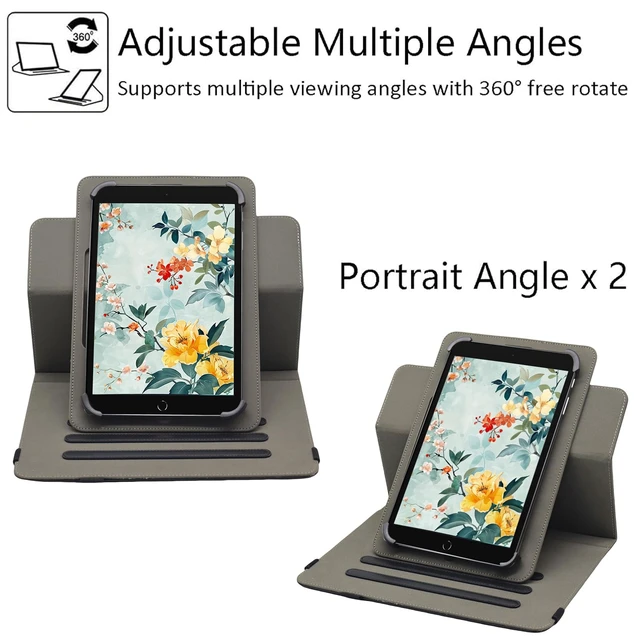 Alt view image 6 of 7 - Universal 7 8 Inch Android Tablet Case Cover for All 7.0-8.5 Inch Tablet | Multi-Angle Viewing Stand, 360 Degree Rotating, PU Leather Folio Case, with Stylus Holder, Black