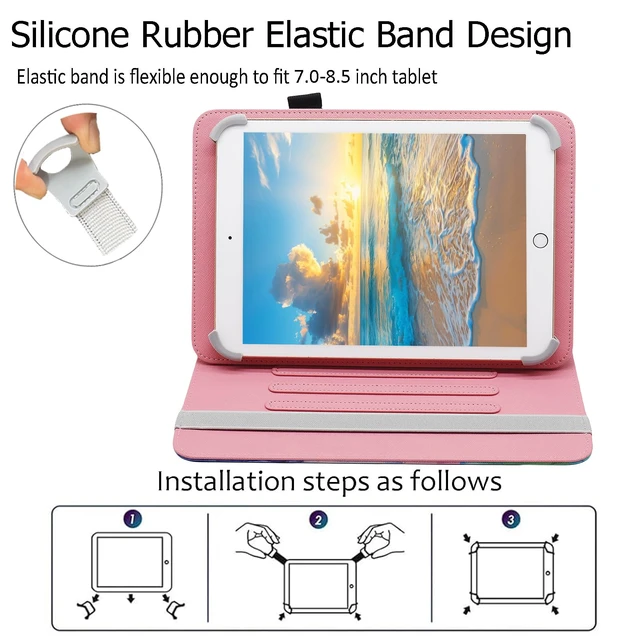 Alt view image 7 of 7 - Universal 7 8 Inch Android Tablet Case Cover | for All 7.0 - 8.5 Inch Tablet, PU Leather Folio Stand Cover, 360 Degree Rotating, Multi-Angle Viewing Stand