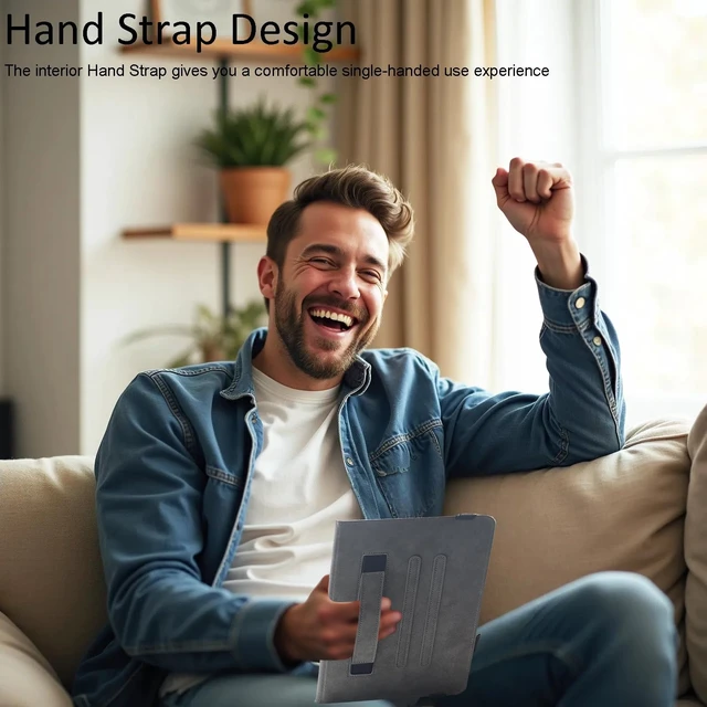 Alt view image 7 of 7 - Universal 7 8 Inch Android Tablet Case | for All 7.0 - 8.5 Inch Tablet, PU Leather Folio Stand Cover, with Hand Strap, Multi-Angle Viewing Stand