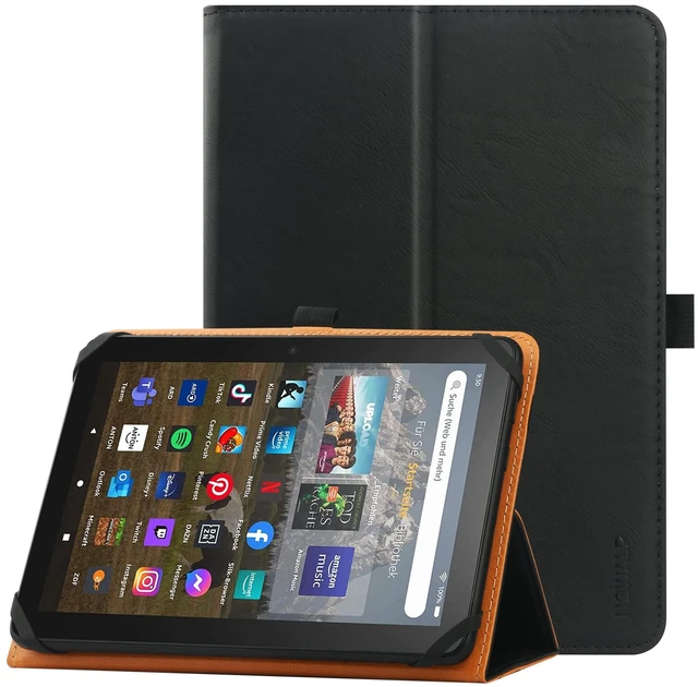 Main image of Universal Case for 7 inch 8 inch Tablet, Folio Protective Cover for 7" 8" Touchscreen Tablet, with Adjustable Fixing Silicon Band and Stand (Black)
