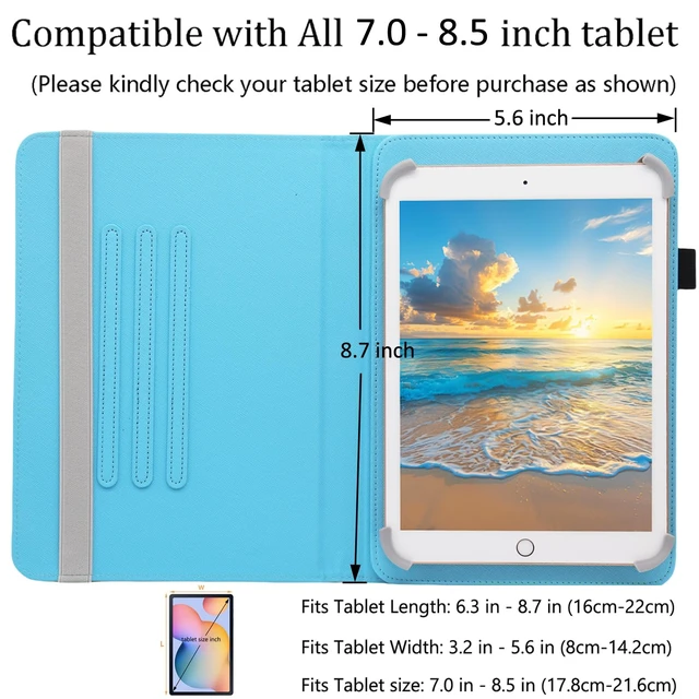 Alt view image 6 of 7 - Universal 7 8 Inch Android Tablet Case Cover | for All 7.0 - 8.5 Inch Tablet, PU Leather Folio Stand Cover, 360 Degree Rotating, Multi-Angle Viewing Stand