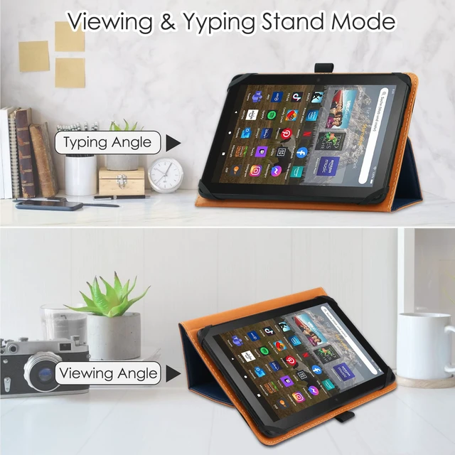 Alt view image 4 of 7 - Universal Case for 7 inch 8 inch Tablet,Stand Folio Universal Tablet Case Protective Cover for 7" 8" Touchscreen Tablet, with Adjustable Fixing Silicon Band and Stand (Navy)