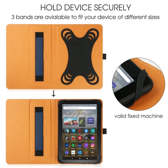 Alt view image 6 of 7 - Universal Case for 7 inch 8 inch Tablet,Stand Folio Universal Tablet Case Protective Cover for 7" 8" Touchscreen Tablet, with Adjustable Fixing Silicon Band and Stand (Navy)