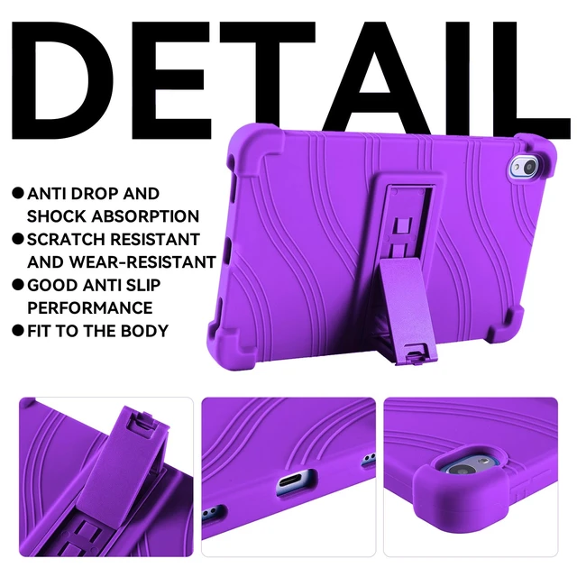Alt view image 5 of 7 - ONN 8 Inch Gen 4 Kids Tablet Case, Soft Silicone Cover Shockproof with Stand for ONN Surf 8 Inch 4th Generation Kids Tablet (Model:100135923) (Purple)