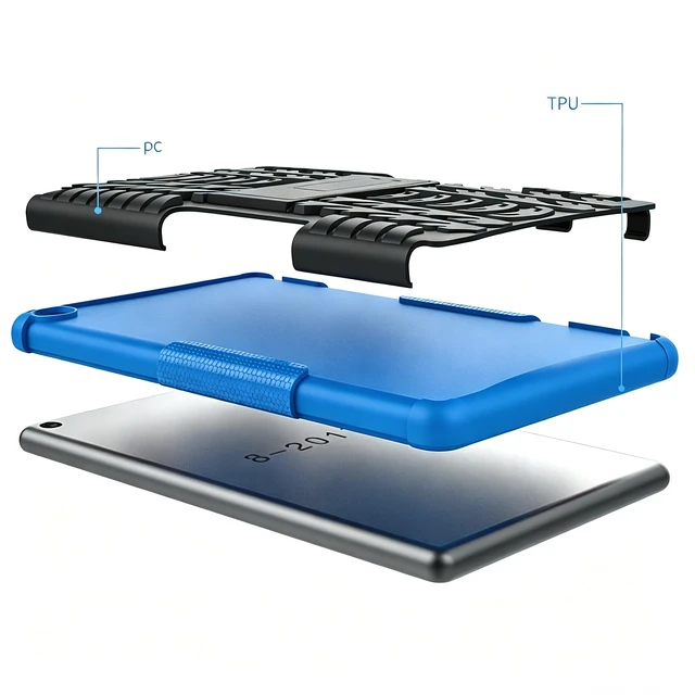 Alt view image 5 of 6 - for FlRE HD8/ 8 Kids Tablet case 8th 7th Generation 2018 2017 Kickstand Heavy Duty Shockproof Cover (Blue)