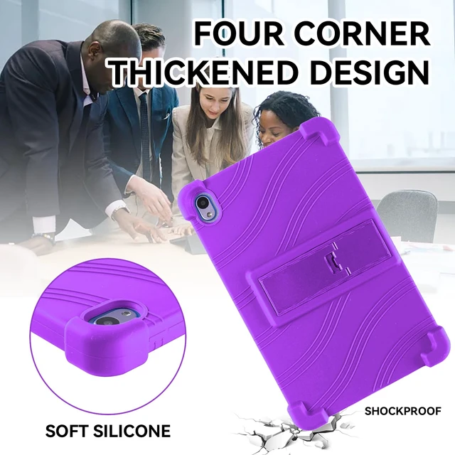 Alt view image 6 of 7 - ONN 8 Inch Gen 4 Kids Tablet Case, Soft Silicone Cover Shockproof with Stand for ONN Surf 8 Inch 4th Generation Kids Tablet (Model:100135923) (Purple)
