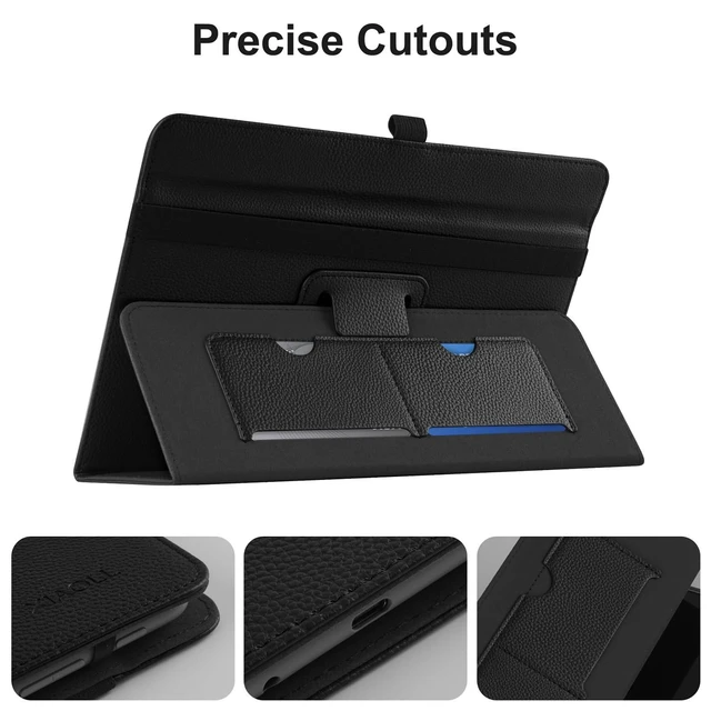 Alt view image 2 of 3 - Universal 8 Inch Android Tablet Case, Folio Protective Cover for 7" 8" Touchscreen Tablet, Protective Folio Stand Android Case for 7.0-8.5 Inch Tablet with Hand Strap and Cards Slots,Black