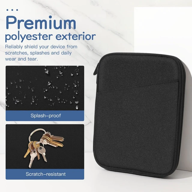 Alt view image 4 of 7 - 8-9 Inch Tablet Sleeve Bag Carrying Case, Black | Fits iPad mini 7th/6th 8.3", iPad mini 7.9", Galaxy Tab A7 Lite/A9 8.7", Remarkable Paper Pro Move 7.3" 2025, Tab M9/M8