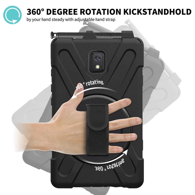 Alt view image 5 of 7 - Samsung Galaxy Tab Active3/Active5 8.0 Case, with 360 Stand, Handle Hand Strap & Shoulder Strap for Samsung Galaxy Tab Active5 8" 2024, Active3 8" 2020 SM-X300/X307/T570/T577 (Black)