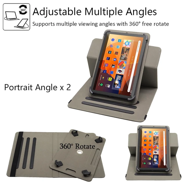 Alt view image 4 of 7 - Universal 7 8 Inch Android Tablet Case Cover | for All 7.0 - 8.5 Inch Tablet, PU Leather Folio Stand Cover, 360 Degree Rotating, Multi-Angle Viewing Stand