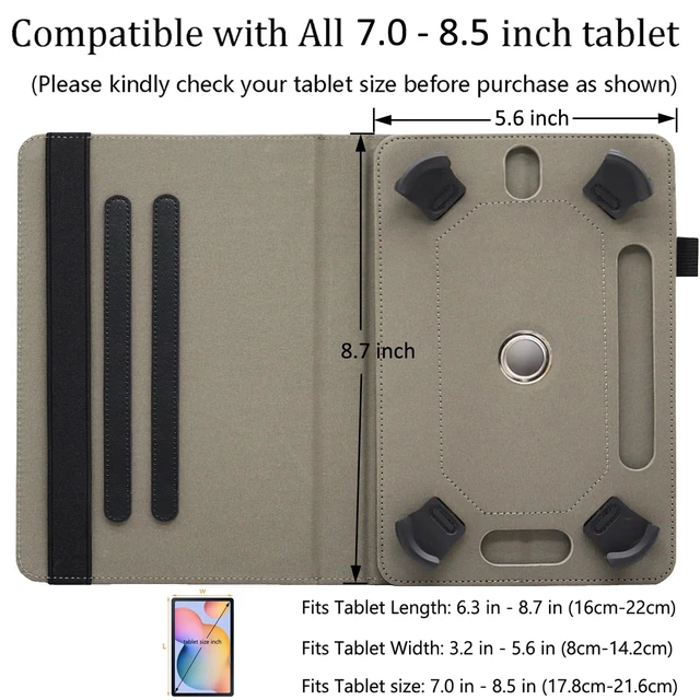Alt view image 6 of 7 - Universal 7 8 Inch Android Tablet Case Cover | for All 7.0 - 8.5 Inch Tablet, PU Leather Folio Stand Cover, 360 Degree Rotating, Multi-Angle Viewing Stand