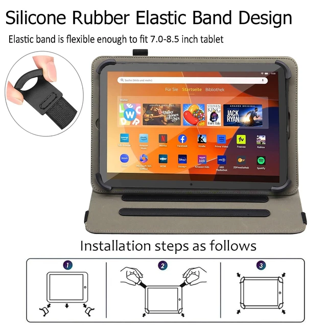 Alt view image 7 of 7 - Universal 7 8 Inch Android Tablet Case Cover | for All 7.0 - 8.5 Inch Tablet, PU Leather Folio Stand Cover, 360 Degree Rotating, Multi-Angle Viewing Stand