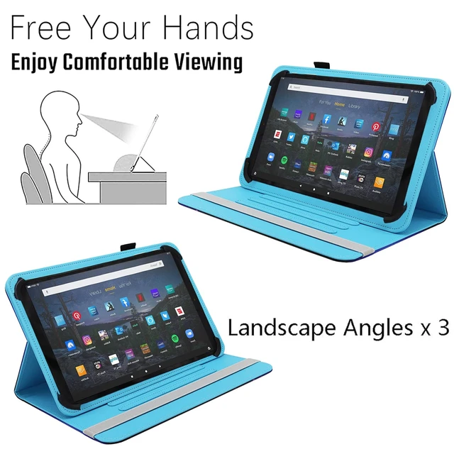Alt view image 5 of 7 - Universal 7 8 Inch Android Tablet Case Cover | 360 Degree Rotating Multi-Angle Viewing Stand PU Leather Cover for All 7 - 8.5 Inch Tablet