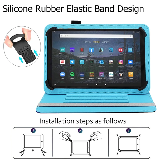 Alt view image 6 of 7 - Universal 7 8 Inch Android Tablet Case Cover | 360 Degree Rotating Multi-Angle Viewing Stand PU Leather Cover for All 7 - 8.5 Inch Tablet