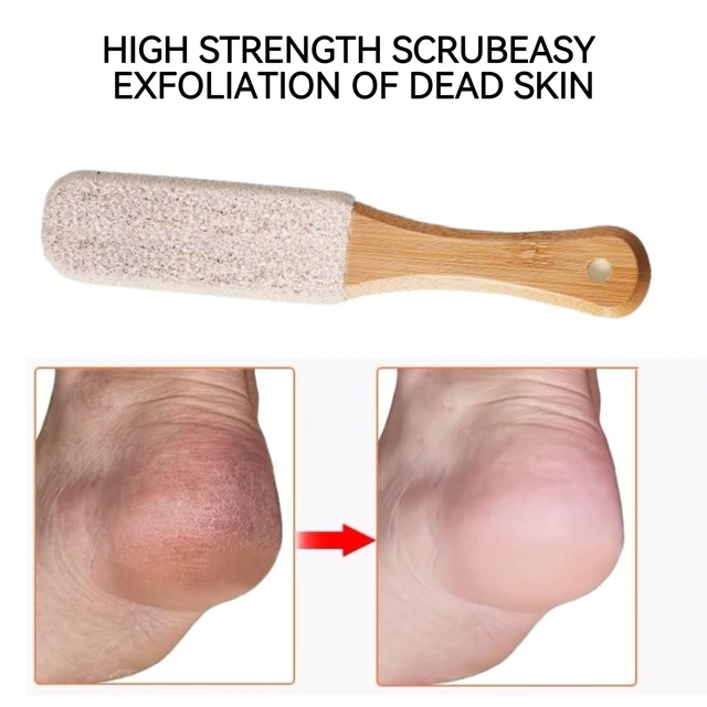 Alt view image 3 of 7 - 2-Pack Professional Pedicure Foot File with Wooden Handle & Pumice Stone - Callus Remover for Feet & Hands, Foot Scrubber for Dead Skin, Dry Rough Feet, Cracked Heels and Corns
