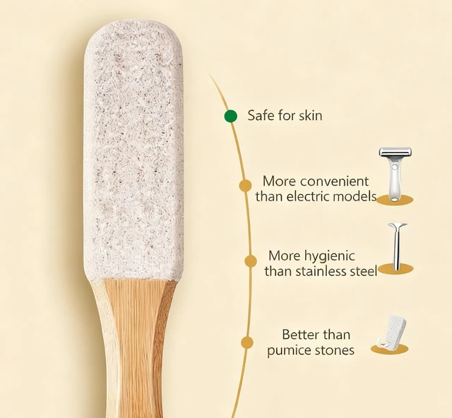 Alt view image 5 of 7 - 2-Pack Professional Pedicure Foot File with Wooden Handle & Pumice Stone - Callus Remover for Feet & Hands, Foot Scrubber for Dead Skin, Dry Rough Feet, Cracked Heels and Corns