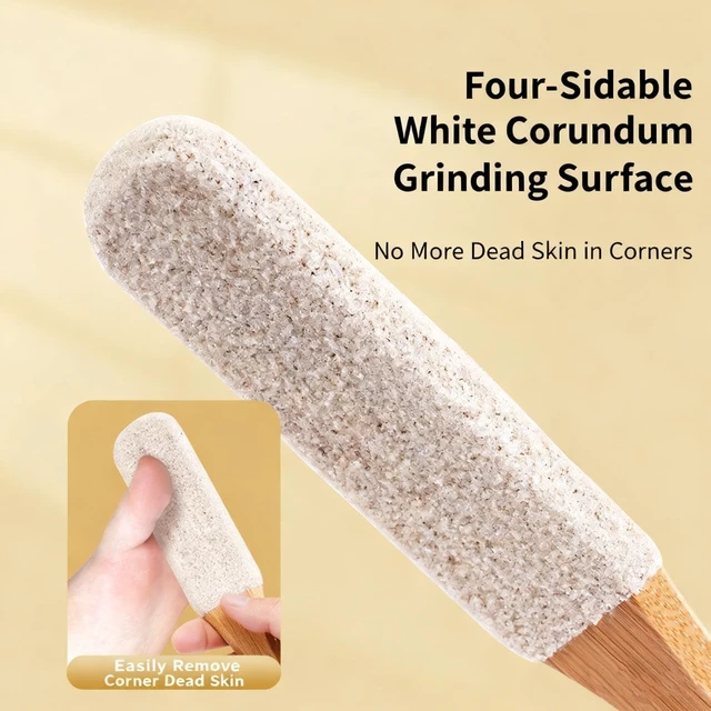 Alt view image 6 of 7 - 2-Pack Professional Pedicure Foot File with Wooden Handle & Pumice Stone - Callus Remover for Feet & Hands, Foot Scrubber for Dead Skin, Dry Rough Feet, Cracked Heels and Corns