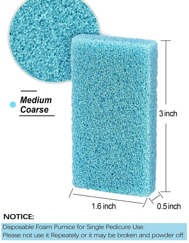 Alt view image 6 of 7 - Disposable Foot Scrubber Pedicure Pumice Stone for Feet, 40PCS | Medium Coarse Scrubbing Pads, Salon Grade, Dead Skin Callus Remover, Blue