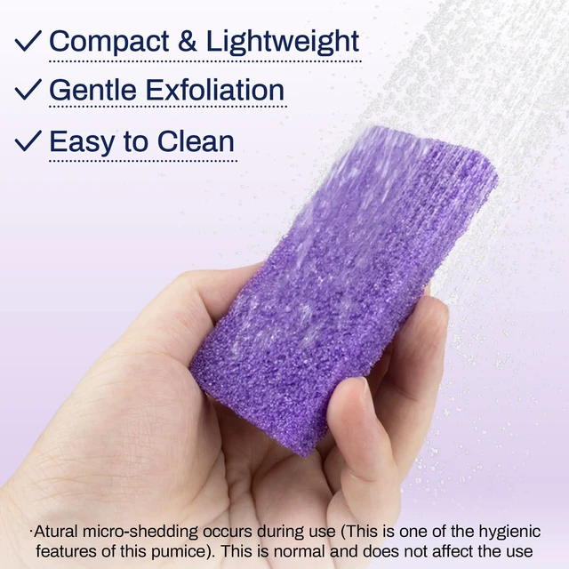 Alt view image 3 of 7 - 20 Small Pumice Stone for Feet - 3.6"x 1.8"x 0.5" Foot Pumice Stone | Purple Foot Filer, Pedicura Scrubber, Foot Care Spa Productos for Callus Removal, Dark Elbows, Hard Skin Exfoliating