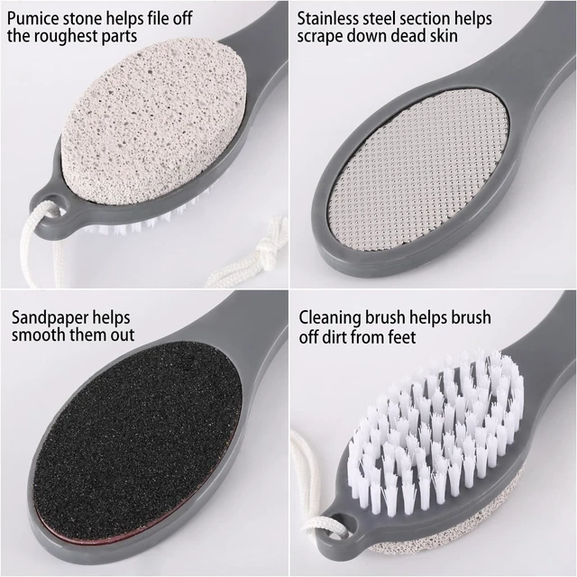 Alt view image 3 of 5 - 2 Pcs 4 in 1 Foot Scrubber Dead Skin Remover for Feet, Including Foot Files, Heel Scraper, Foot Brush and Pumice Stone, Multi Purpose Foot Callus Remover Pedicure Tools