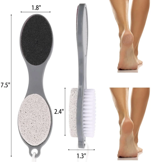Alt view image 2 of 5 - 2 Pcs 4 in 1 Foot Scrubber Dead Skin Remover for Feet, Including Foot Files, Heel Scraper, Foot Brush and Pumice Stone, Multi Purpose Foot Callus Remover Pedicure Tools