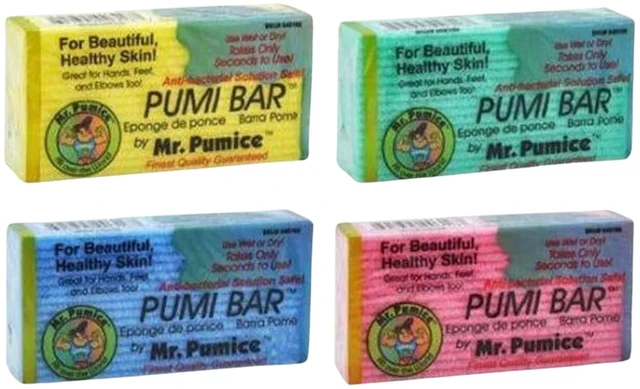 Main image of Pumice Callus Remover Pumi Bar: Pedicure Stone & Foot Scrubber - Medium Grit (4 Pack, Colors), Assorted, (Pack of 4)