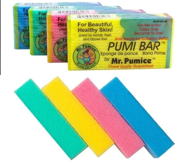 Alt view image 6 of 7 - Pumice Callus Remover Pumi Bar: Pedicure Stone & Foot Scrubber - Medium Grit (4 Pack, Colors), Assorted, (Pack of 4)