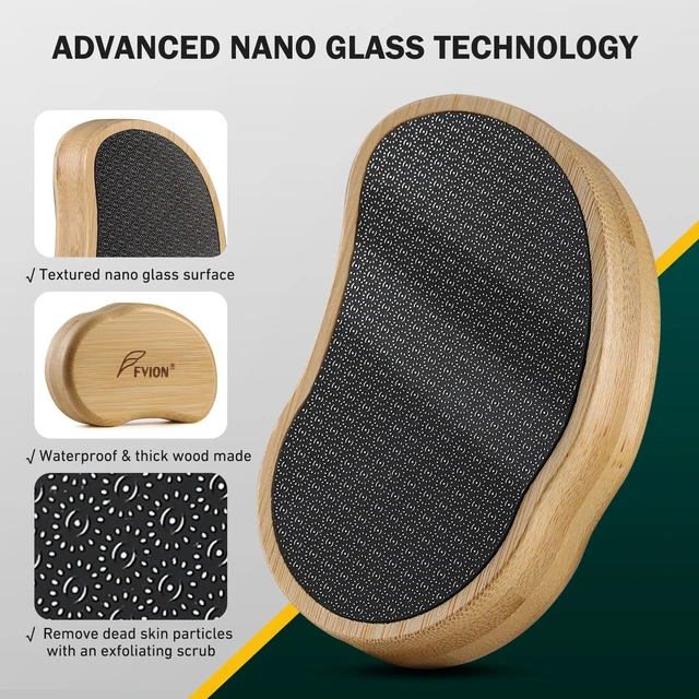 Alt view image 4 of 7 - Nano Glass Foot File with Bamboo Handle - Foot Scrubber Dead Skin Pumice Stone for Feet - The Ultimate Gentle Pedicure File Feet Callus Remover (Yellow)