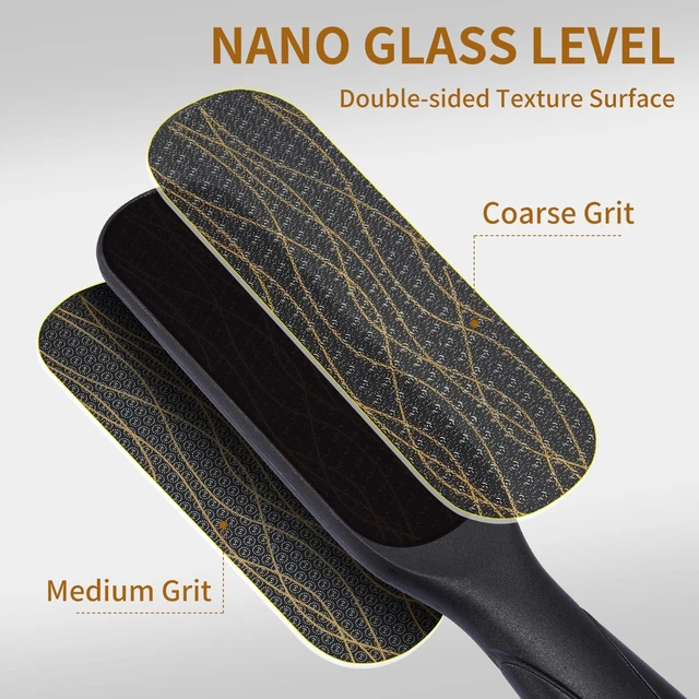 Alt view image 2 of 7 - Nano Glass Foot File, Double-Sided Foot Callus Remover for Cracked Heels | Feet Scrubber, for Hard & Dead Skin Hygienic Pedicure Tool Smooth Feet Gentle & Safe Heel Scraper Foot Health Durable -Black