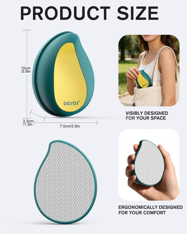 Alt view image 7 of 7 - Glass Foot Scrubber | Professional Foot File Callus Remover Premium Pumice Stone Pedicure Tools for Feet with Protective Cover - Green