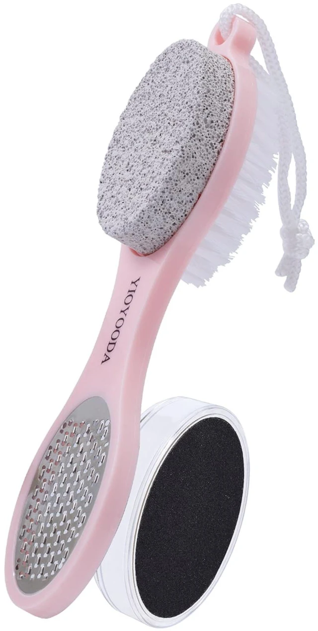 Main image of Foot Scrubber Brush with Pumice Stone for Feet Callus Remover Pedicure Tool | 5-in-1 Foot File Dead Skin Remover, Stainless Steel Heel Scraper Shower Brush and Sand Paper Debris Catcher