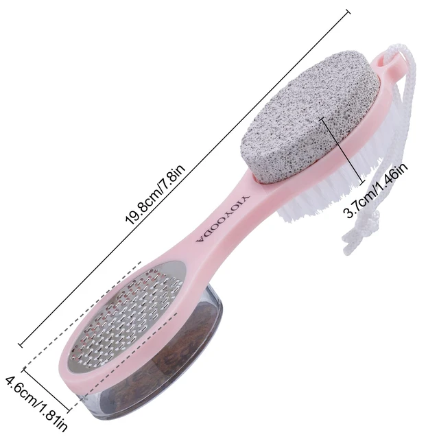 Alt view image 5 of 7 - Foot Scrubber Brush with Pumice Stone for Feet Callus Remover Pedicure Tool | 5-in-1 Foot File Dead Skin Remover, Stainless Steel Heel Scraper Shower Brush and Sand Paper Debris Catcher