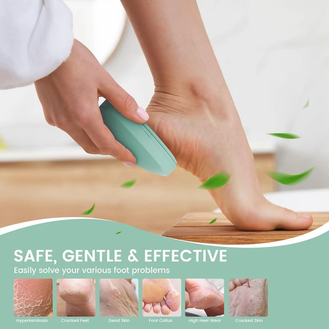 Alt view image 2 of 7 - Nano Glass Foot File Callus Remover with Cover Gentle Glass Foot Pumice Stone, Effective Feet Scrubber for Dead Skin, and Portable Pedi Egg Foot Care Tool - Green
