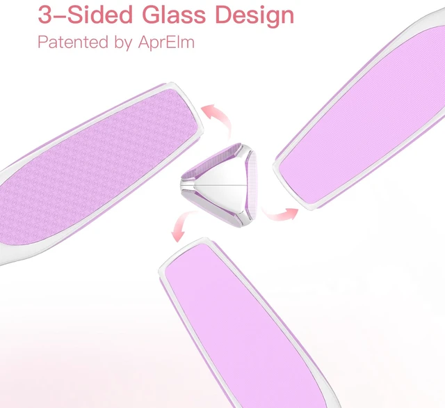 Alt view image 2 of 6 - 3-Sided Nano Glass Foot File, 3-in-1 Coarse/Medium/Fine Foot Callus Remover, Professional Callus Remover for Feet Hard Skin Smooth Polishing (Pink)