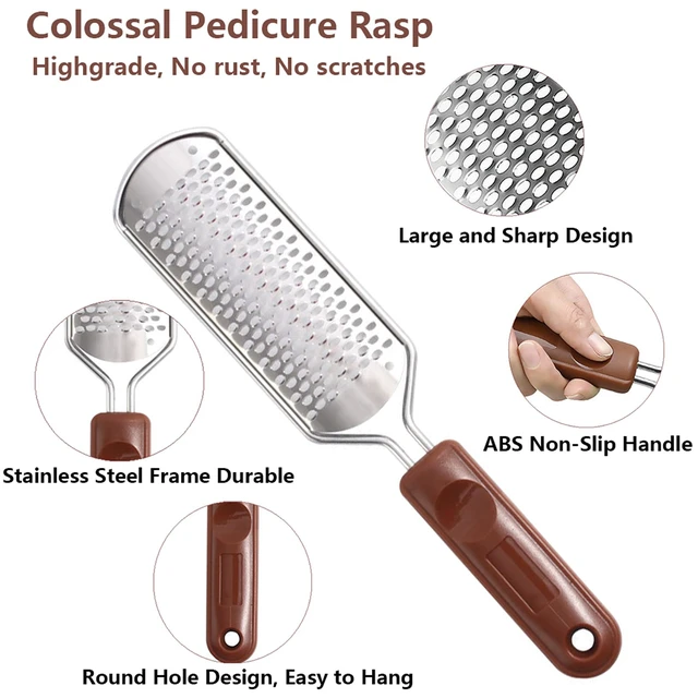 Alt view image 2 of 6 - 2 Pack Pedicure Kit, Foot File Callus Remover, Heel Scraper for Feet | Stainless Steel Foot Rasp & Wood Handle Callus Shaver (10 Replacements and 1 File Foot Head), Callus Remover for Feet