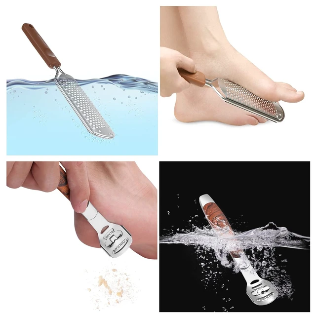 Alt view image 6 of 6 - 2 Pack Pedicure Kit, Foot File Callus Remover, Heel Scraper for Feet | Stainless Steel Foot Rasp & Wood Handle Callus Shaver (10 Replacements and 1 File Foot Head), Callus Remover for Feet