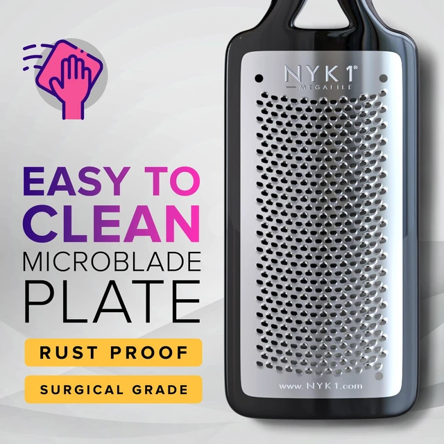 Alt view image 5 of 7 - RUSTPROOF Foot File Callus Remover for Feet with Catcher | XL Size | MegaFile Hard Skin Remover Foot Scraper for Wet and Dry Use - Non-Slip Textured Grip for Smooth, Soft & Callus-Free Feet