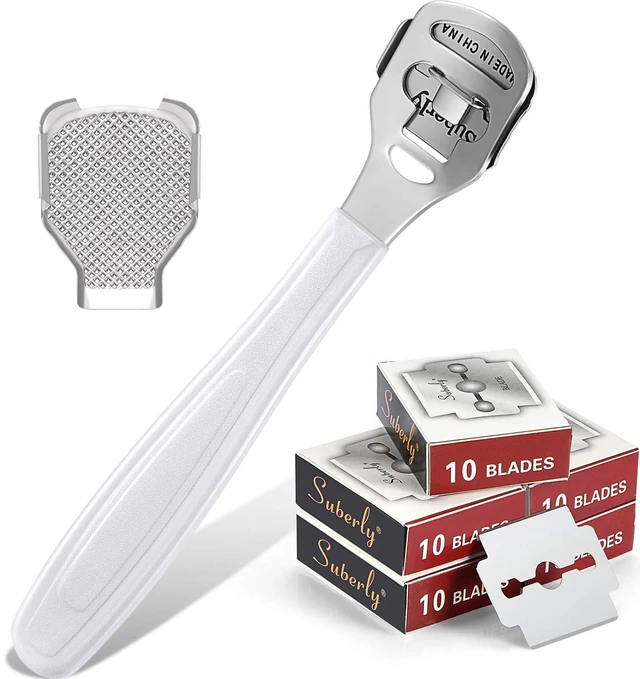 Main image of Callus Shaver Set, 50 Blades 1 Stainless Steel Shaver 1 Foot File, 52 Pcs | Callus Remover for Feet and Hands, Foot Razor Kit, Hard Skin, Replacement Blades Included