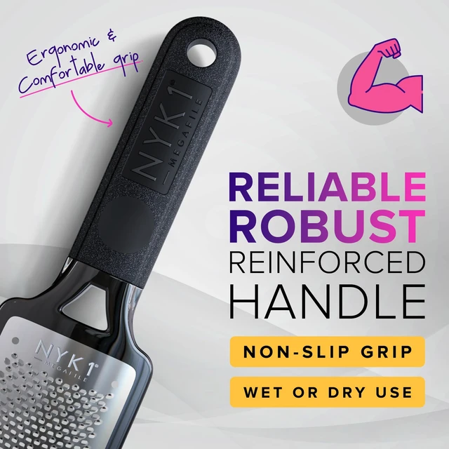 Alt view image 6 of 7 - RUSTPROOF Foot File Callus Remover for Feet with Catcher | XL Size | MegaFile Hard Skin Remover Foot Scraper for Wet and Dry Use - Non-Slip Textured Grip for Smooth, Soft & Callus-Free Feet
