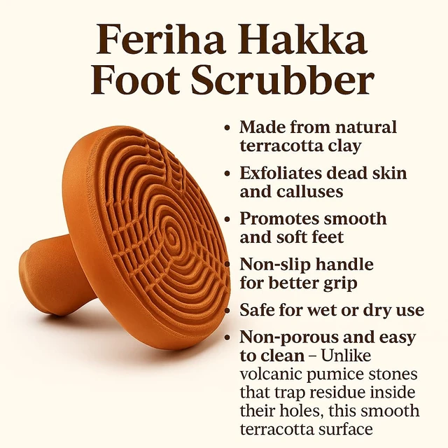 Alt view image 2 of 7 - Natural Moroccan Pumice Stone Handcrafted Terracotta Foot Scrubber for Exfoliation