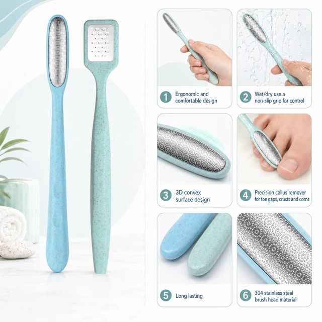 Alt view image 3 of 7 - 4 Pack Precision Callus Remover Mini Foot File Pedicure | Stainless Steel Foot Dead Skin Remover Scraper for Heel Between Toes Corn Hard Skin Exfoliator for Feet Finger Callus