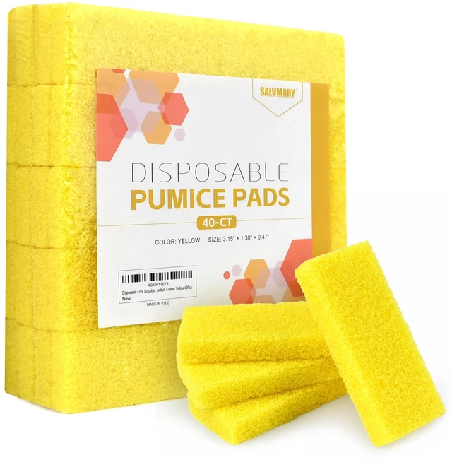 Main image of Disposable Foot Scrubber Sponge Pads Pedicure Pumice Stone for Feet Callus Remover Medium Coarse Yellow 40Pcs