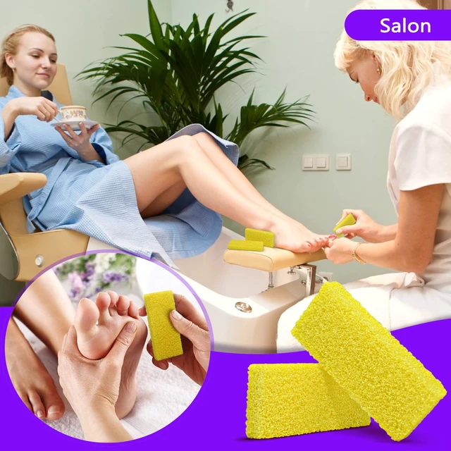 Alt view image 6 of 7 - Disposable Foot Scrubber Sponge Pads Pedicure Pumice Stone for Feet Callus Remover Medium Coarse Yellow 40Pcs