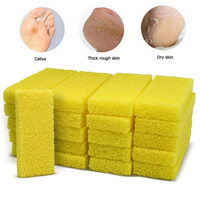 Alt view image 7 of 7 - Disposable Foot Scrubber Sponge Pads Pedicure Pumice Stone for Feet Callus Remover Medium Coarse Yellow 40Pcs
